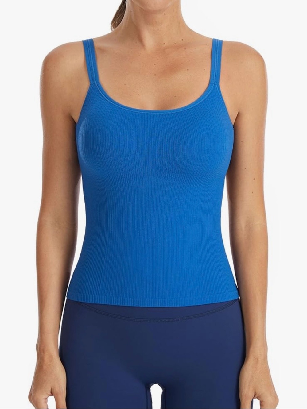 Royal Blue Ribbed Scoop Neck Workout  Tank